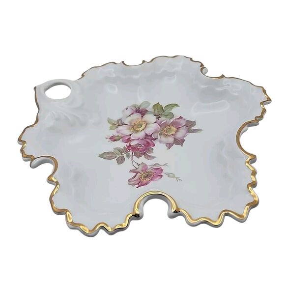 Gerold Porzellan Bavaria West Germany Wild Rose Gold Accent Candy/Nut Dish #7429 - Picture 2 of 8